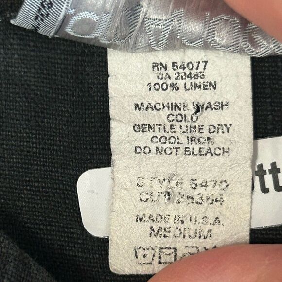 Carol Andersson Dress Womens Medium 100% Linen Maxi Check Modest Black White USA - Picture 5 of 8